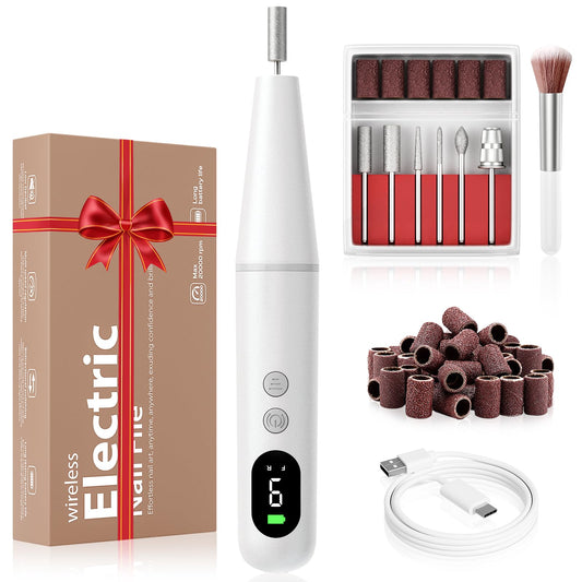 Electric Nail Drill Kit, Electric Nail File Cordless Nail Drill Machine for Acrylic Gel Dip Powder Nails, Professional Portable Manicure Pedicure Rechargeable Lightweight for Home Salon Use