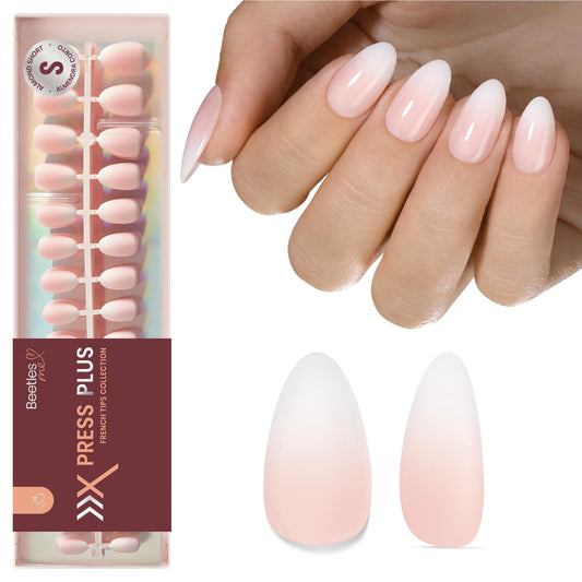 Beetles Ombre Short Almond Press on Nails - Cloud Fade | 224 Pcs Nude Gel Nail Tips, Peach Press ons Fake Nail Tips, Soft Nail Gel False Nails Art DIY Gifts For Women