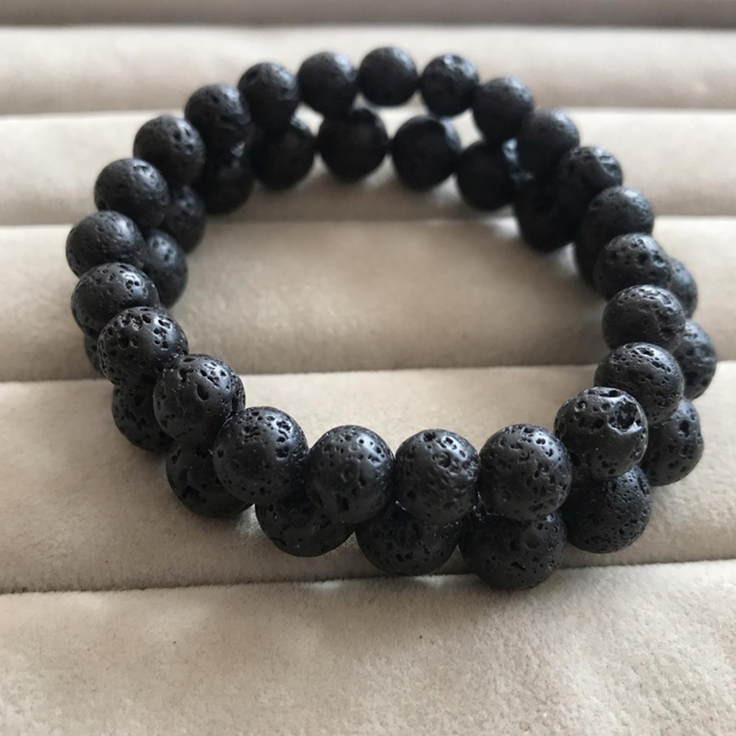 Cryhand Handmade 8mm Beaded Bracelets For Men Protection Bracelet For Women Chakra Feng Shui Stretchy Handmade Lucky Money Stretchy Crystal Bracelets Best Gifts (Lava 3PCS)