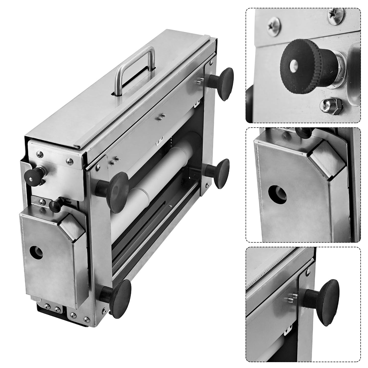 12" Folding Dough Sheeter with 23.6" x 11.8" Sheeter Board, Manual Dough Roller Machine with 0-25mm Adjustable Thickness Settings Stainless Steel for Pizza Croissants Pastry and Crust