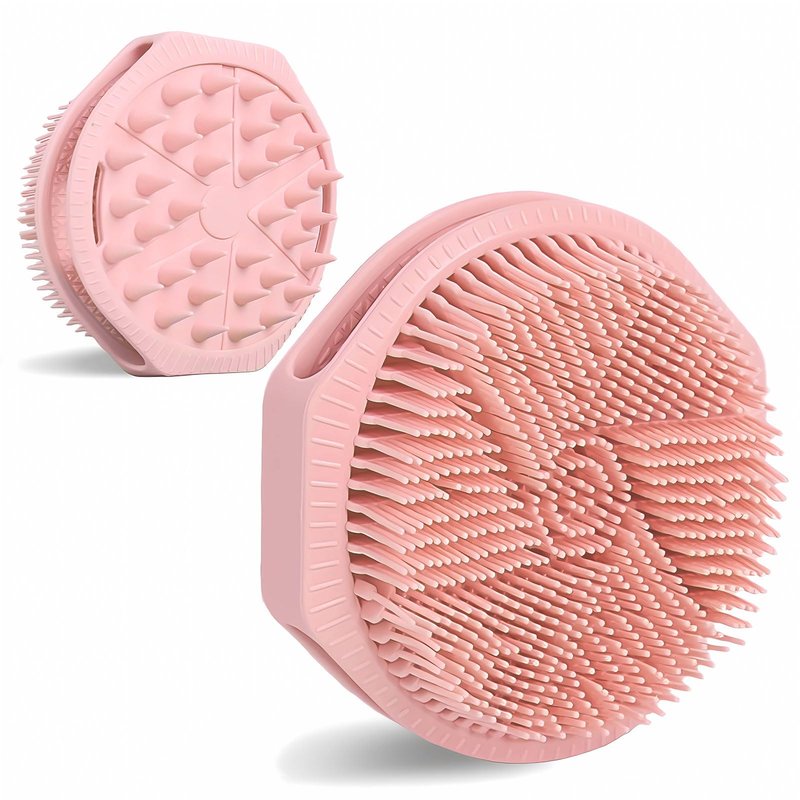 OTHIX Dual-Sided Silicone Body Scrubber -Silicone Loofah 2 in 1 Body Scrubber Exfoliator ＆ Scalp Massager for Shower, All Skin Type, Lather Well, Easy to Clean, 1pc (Pink)
