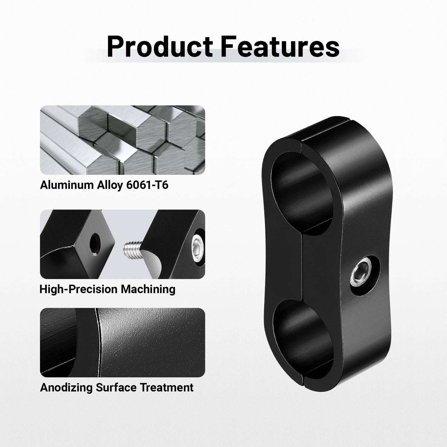 EVIL ENERGY 8AN Hose Separator Clamp, AN8 Fuel Line Mounting Clamp Aluminum Black 4PCS