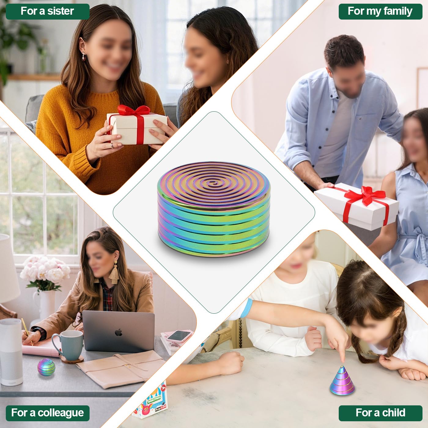 Kinetic Spinning Desk Toys, Fidgets for Anxiety and Stress for Adult Teen Cool-Stuff, Party Gifts for Christmas & Halloween (Circular)