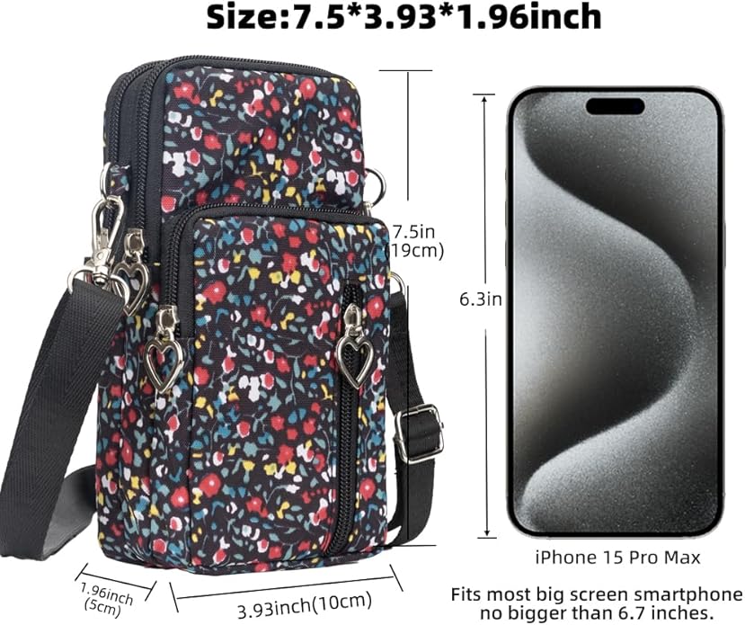 JANKS Small Crossbody Bag for Women - Mini Phone Purses with Crossbody Strap and Wallet - Nylon Arm Bag