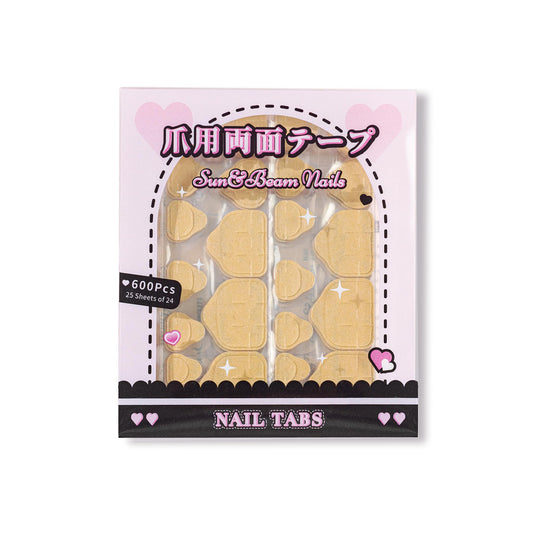 Sun&Beam Nails Adhesive Tabs 25 Sheets for Press On False Nail Tip Gel Glue Double Sided Tape Stickers Waterproof Transparent Strong Sticky (for Foot 25 Sheets)