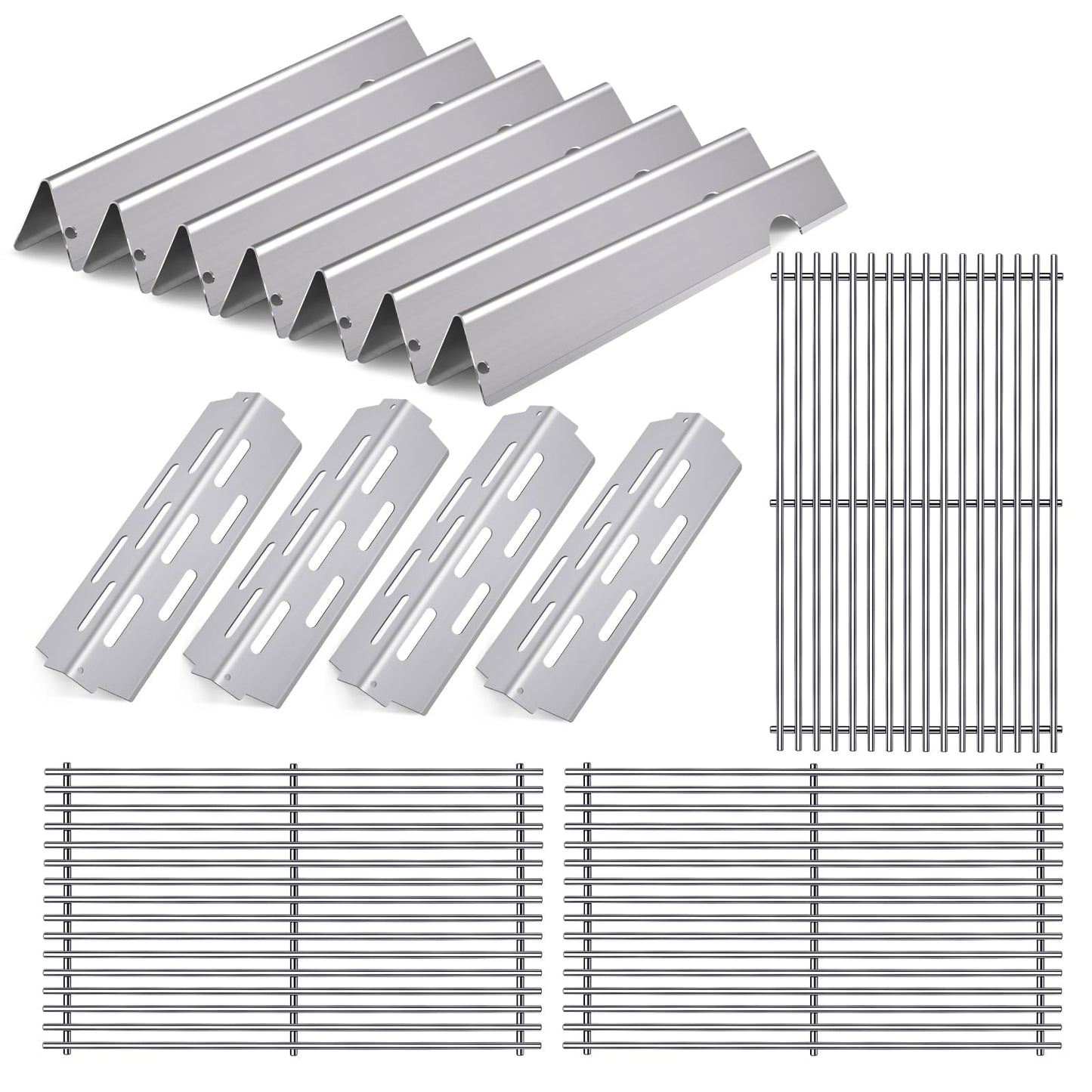 Cozilar Grill Grates Flavorizer Bars Parts for Weber Genesis II E-410, S-410, Genesis II LX E-440, S-440, Weber 66089, 66097, 66041, 66033, 66796, Stainless Steel Grids Flavor Bars Heat Deflectors