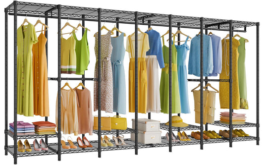 VIPEK V70 Extra Large Clothes Rack Heavy Duty Garment Rack, Freestanding Wardrobe Metal Closet for Hanging Clothes, Bedroom Organizer and Storage, Max Load 1670lbs, Black