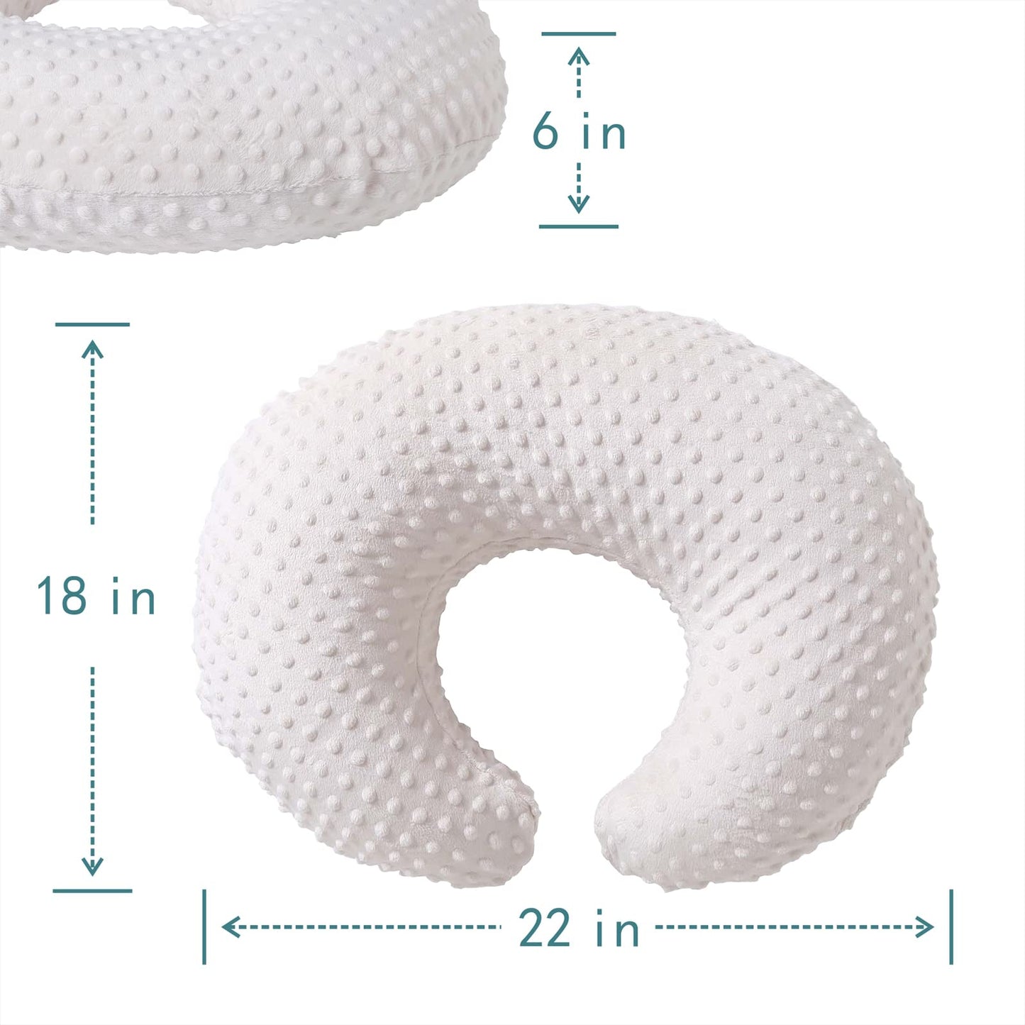 QUENESS Nursing Pillow and Positioner, Breastfeeding, Bottle Feeding, Baby Sitting Support with Removable Ultra Soft Cover, Tummy Time Support for Baby Boys and Girls (Beige)