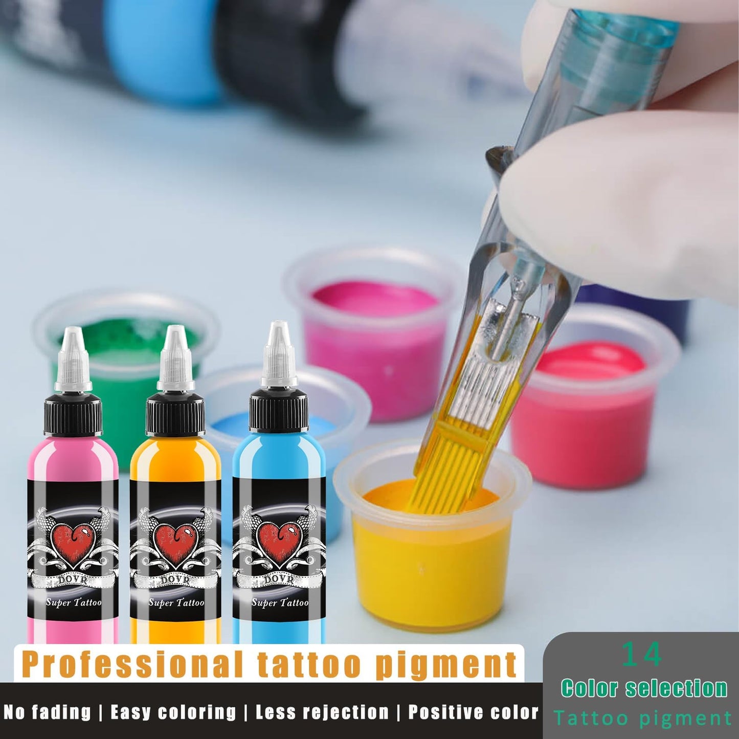 AYCOS Tattoo Ink - 14 Colors Tattoo Ink Set - Micro Knife Paint Tattoo Ink -Tattoo Supplies - for Professional Body Tattooing and Art Painting（30 ml/Bottle）