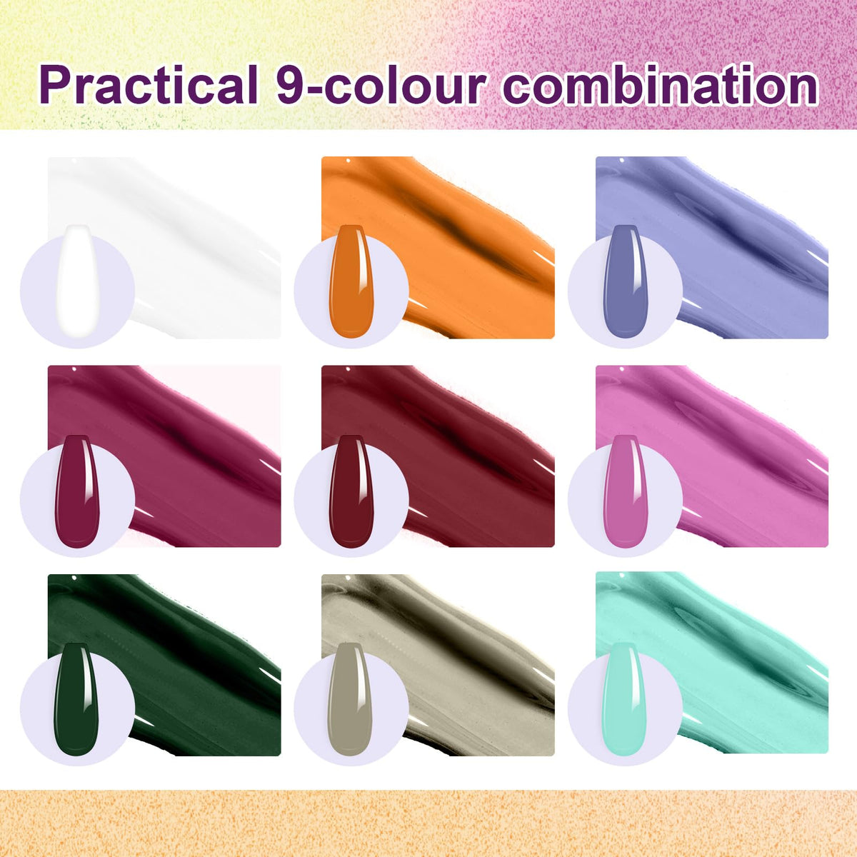 U-Shinein Gradient Painting Gel, 9 Colors Ombre Gel Nail Polish Brown Red Sponging for Pigment Pat Aura Nails French Manicure Long-lasting Soak of UV Home Salon DIY Nail Art Foreign Landscapes