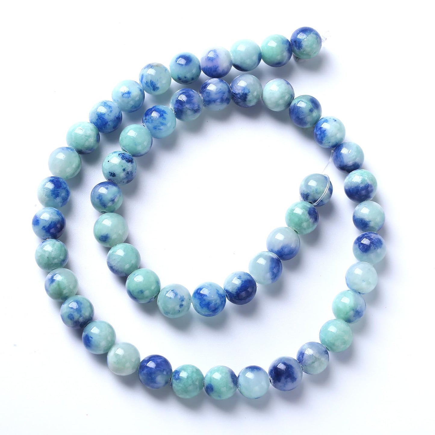 60pcs 6mm Natural Blue Green Persian Jade Stone Beads for Jewelry Making Round Loose Spacer Beads DIY Bracelets Necklaces 15" (6mm, Blue Green Jade)