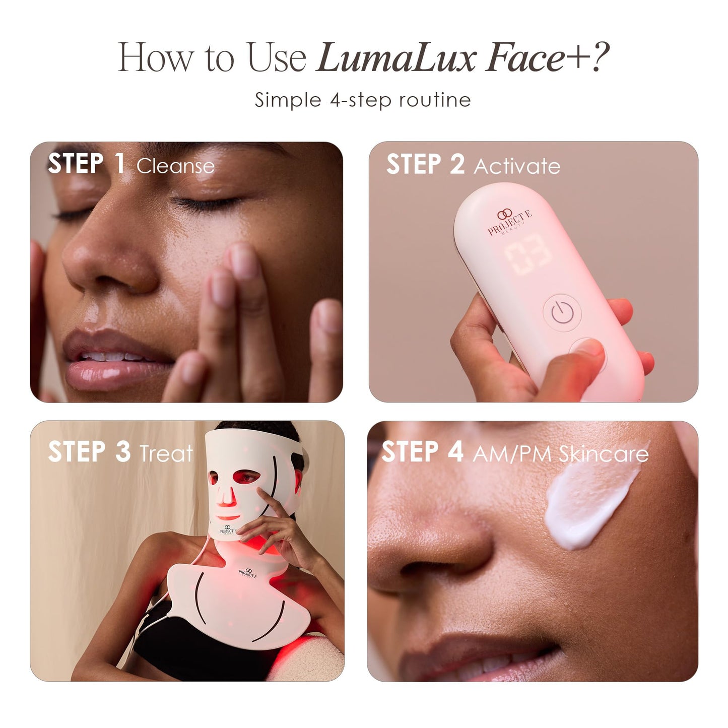 Project E Beauty Lumalux Face+ | Pro LED Light Therapy Face & Neck Mask 1600 LEDs | 7+2 Colors 460~1072nm | Red Light + Infrared + Deep Infrared Mask
