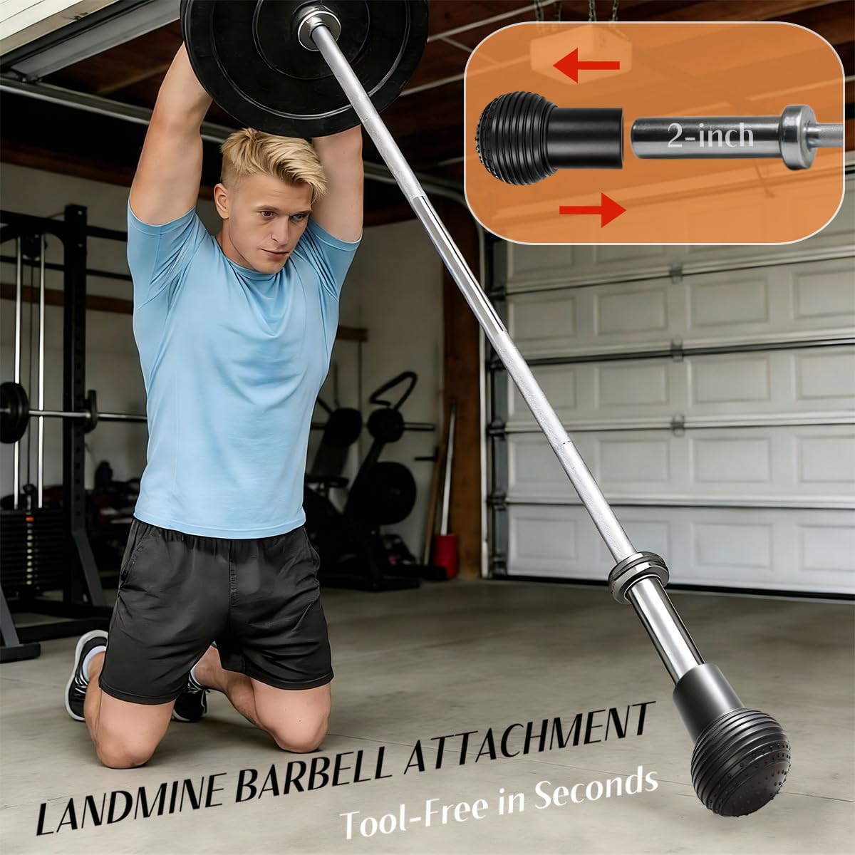 SerniaXin Landmine Attachment for Barbell, 360° Rotation for Row, Split Squat, Press in Home Gym, Natural Rubber 2" Olympic Bar Fit (1)"