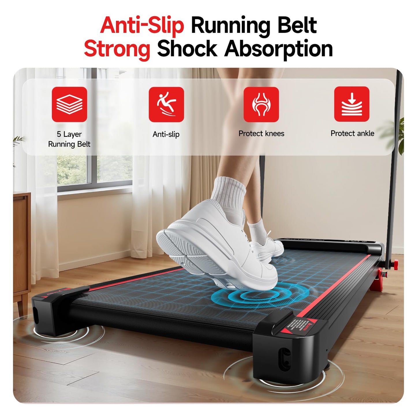 RHYTHM FUN Treadmill with Incline, Walking Pad with Handle Bar,300lbs Walking Pad with APP, Portable Folding Walking Treadmills for Home/Office with Low Noise