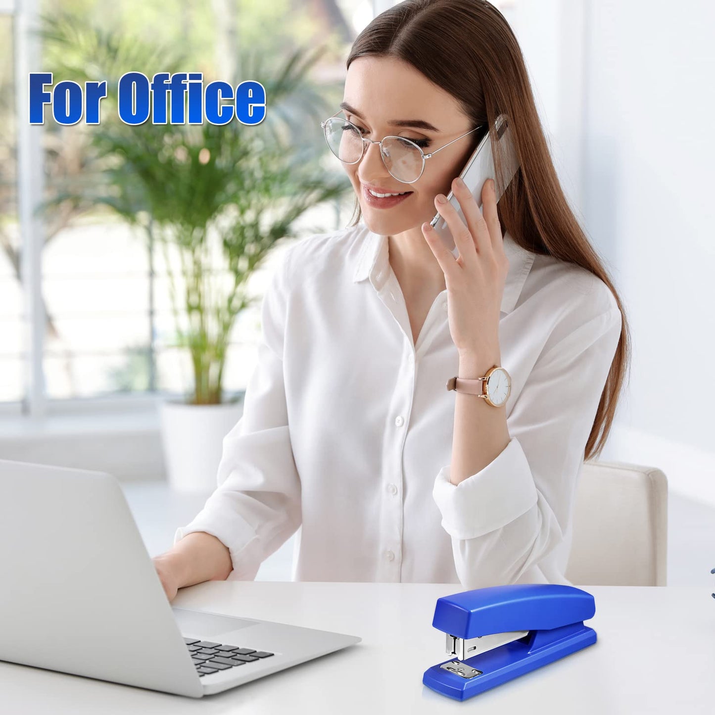 Marspark 10 Pcs Stapler for Desk Office Staplers Bulk with 6000 Staples 25 Sheet Capacity for School Office (Blue)