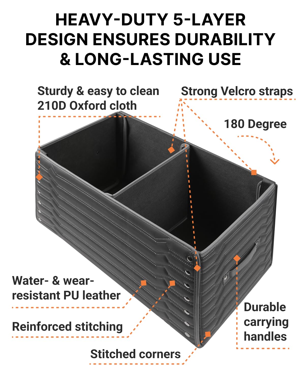 Owleys Car Trunk Organizer For Shoes - Storage Crate For SUV, Sedan Or Truck - Foldable Cargo Bin For Travel Gear & Sports Kits - Practical Holiday Gifts For Drivers (Highway 21.6 inch)