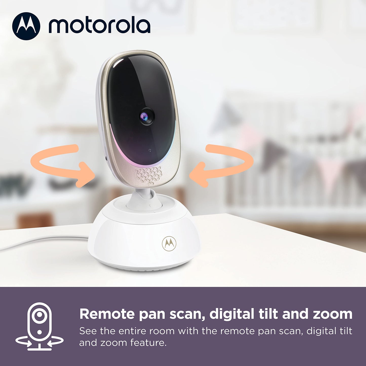 Motorola Nursery VM85 Video Baby Monitor WiFi Camera, Mood Light, HD, 1000ft Range, 2-Way Audio, Pan/Tilt/Zoom, Temp, Lullabies, Night Vision