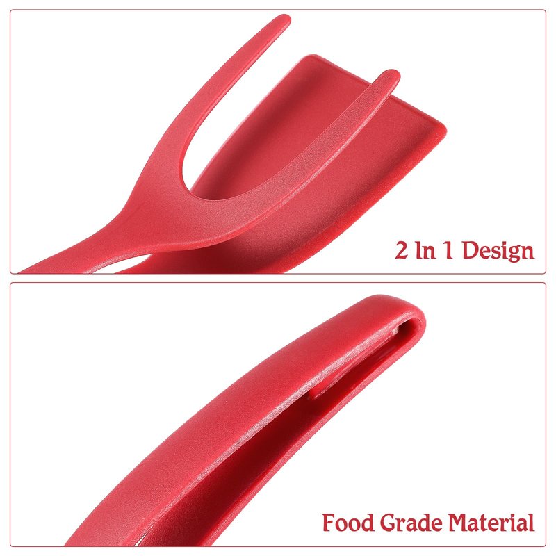 Hemoton 2 in 1 Egg Spatula and Tongs,Flipper Spatula for Bread Fish Toast Pancakes Omelettes and Fried Eggs,Non-Stick Silicone Kitchen Tool for Cooking Flipping and Gripping