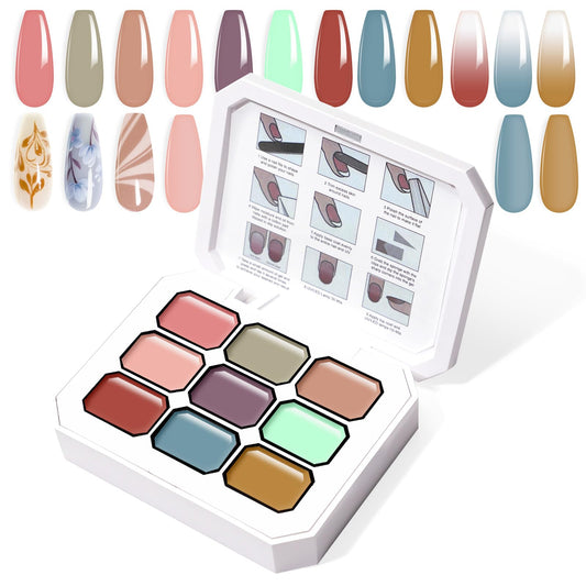 U-Shinein Gradient Painting Gel, 9 Colors Ombre Gel Nail Polish for Pigment Pat Nails Aura Nails French Manicure Soak Off UV Long-lasting Home Salon DIY Nail Art Monet’s Garden