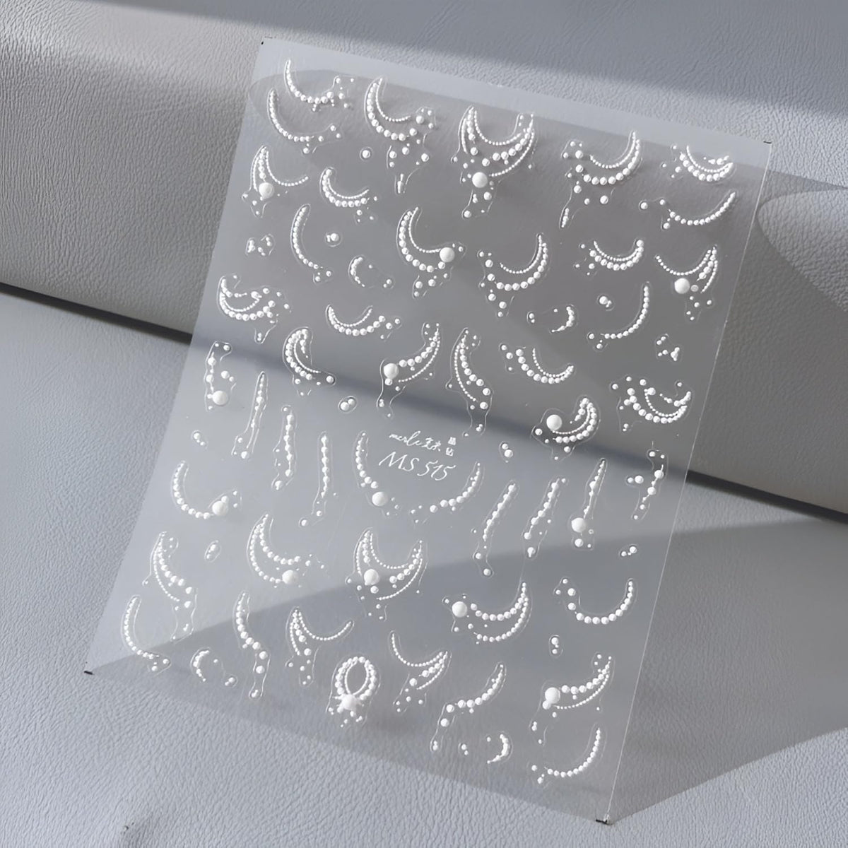 5D Embossed White Pearl Nail Stickers for Nail Art French Tip Nail Art Stickers Self Adhesive White Line Nails Decals Cute Nails Art Supplies for Women Girls