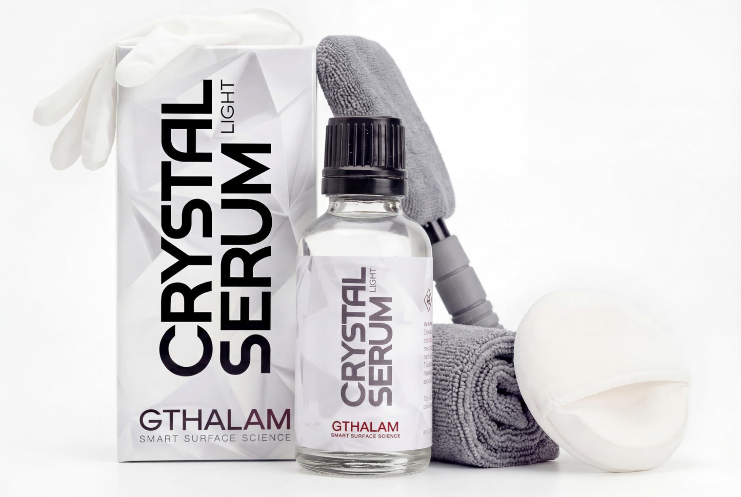 Crystal Serum Light Ceramic Coating Kit 50ml – with Applicator Pad & Prep Spray | Up to 6 Years Protection, High Gloss Shine, Scratch & Chemical Resistant for Car Paint, Trim, Plastic