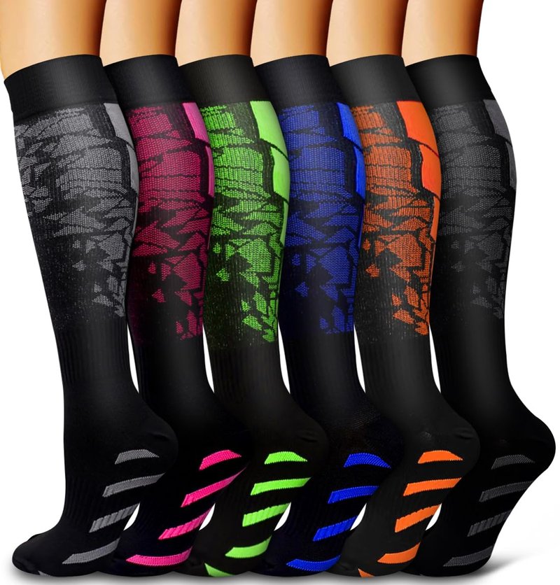 Bluemaple 6 Pack Copper Compression Socks for Women and Men Circulation-Best Support for Medical, Running,Nursing,Athletic