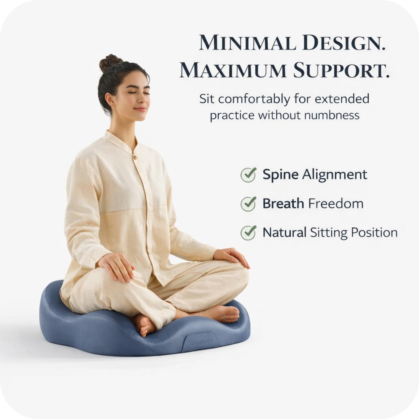 Ergonomic Zen Mind Meditation Cushion, Memory Foam, Portable Design with Handle, Pressure Dispersing Support for Meditation, Mindfulness & Posture Alignment (Blue, Large)