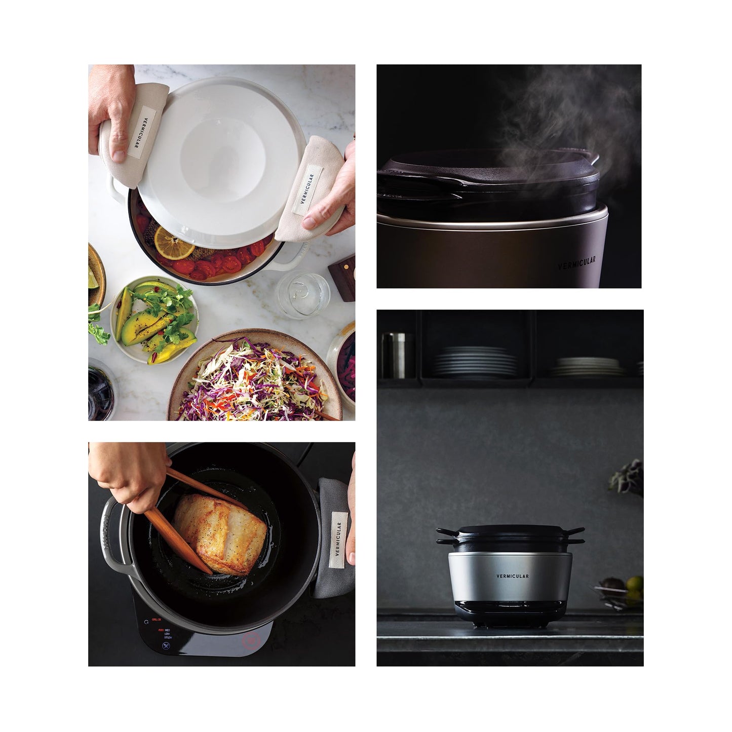 Vermicular Musui–Kamado (RICEPOT) | Cast Iron Induction Cooker | Precision Multicooker | Japanese Rice Cooker | Slow Cooker | Non-Toxic Enameled Cast Iron Pot | Matte Black & Silver | US Model (120V)
