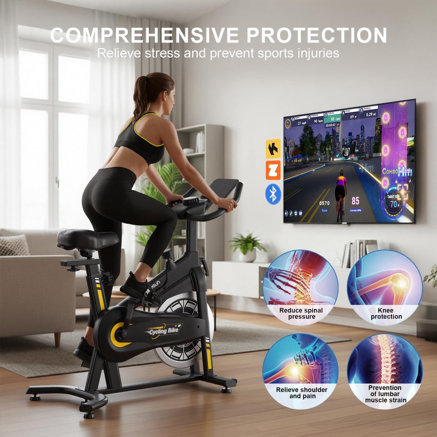 Exercise Bikes for Home,Indoor Magnetic Bike with Adjustable Magnetic,Brake Pad Resistance Silent Belt Drive,350lbs/300lbs Weight Capacity &Upgraded Version Seat for Home Cardio&Weight Loss(QM-530W)