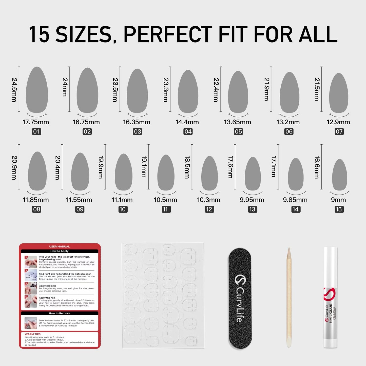 Curvlife Soft Gel Press On Nails Kit - 30pcs Full Cover False Gradient Bright Pink High-Shine Chrome Nail Tips Designs, Fake Nail with Nail Glue - Easy Application Nail Accessories for Women