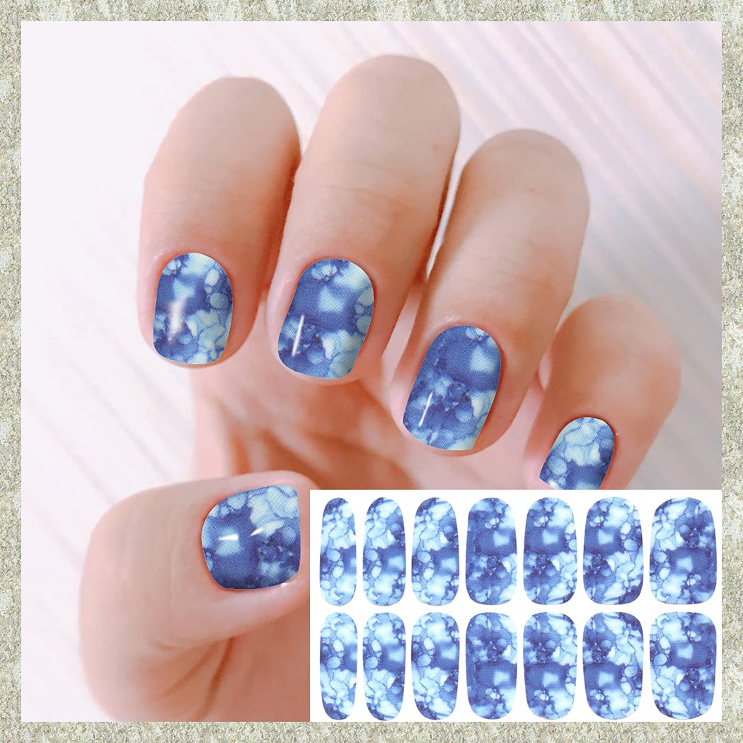 WOKOTO 20 Sheets Marble Peel and Stick Nail Polish Strips - Candy Color Gradient Full Marble Nail Polish Stickers Wraps for Women Girls with Nail File Stick On Nail Strips