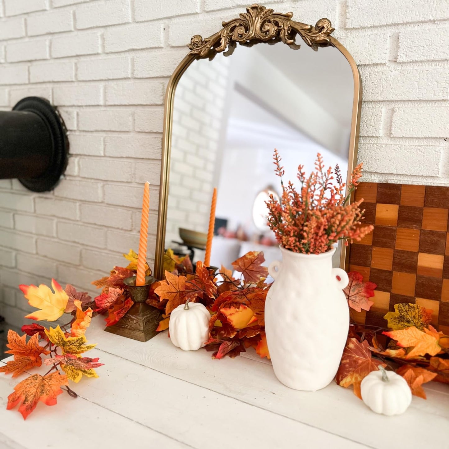CQURE 7 Pack Fall Leaf Garland, Total 41.3Ft Artificial Fall Vines Autumn Garland Fall Maple Leaves Thanksgiving Decor for Home Wedding Fireplace Christmas