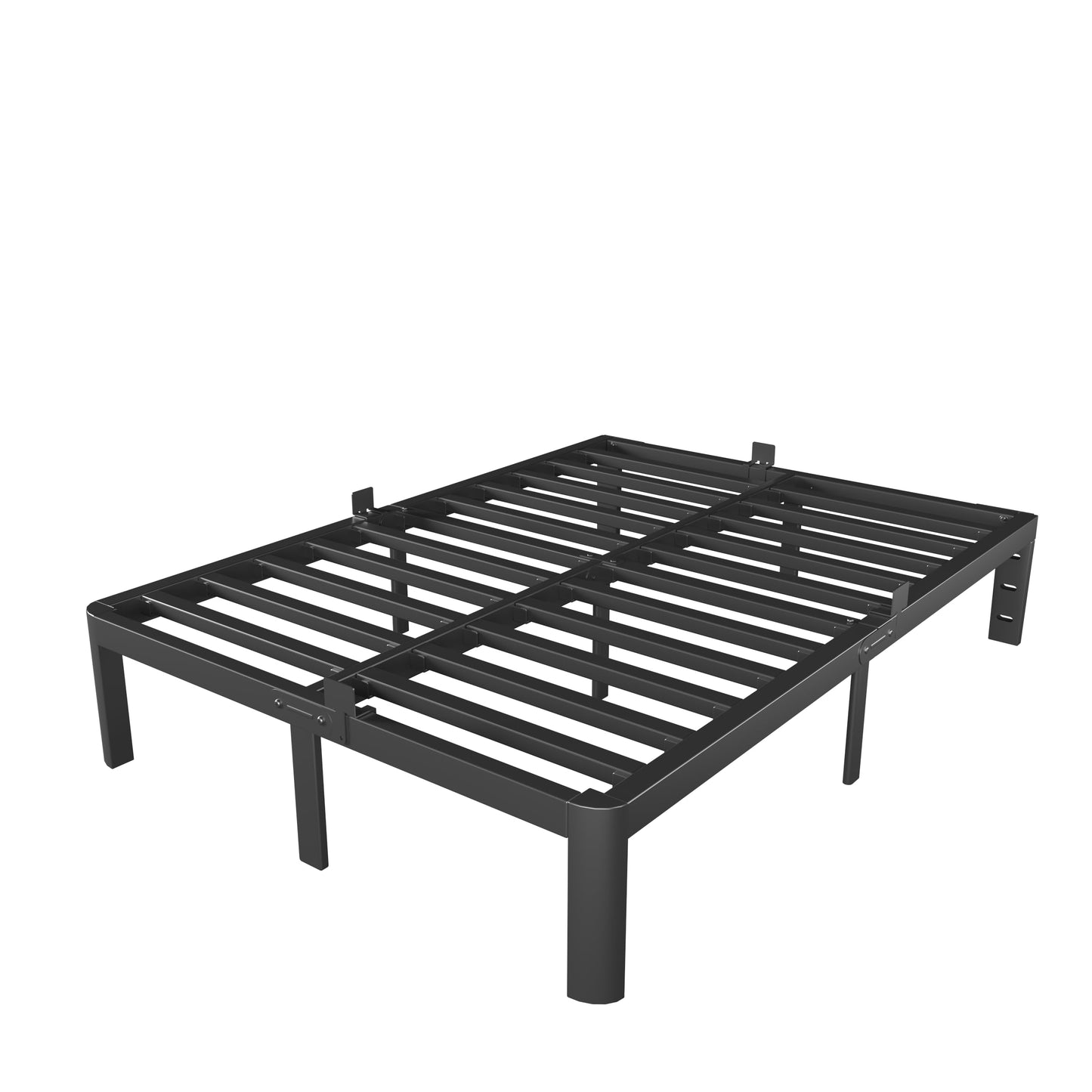 KZZLOL Black King Size Bed Frame 12 Inch, Metal King Bed Frame No Box Spring Needed, DIY Headboard Holes, Heavy Duty Steel Support 3500 LBS, Noiseless, Round Corner Leg, Storage Space, Easy Assembly