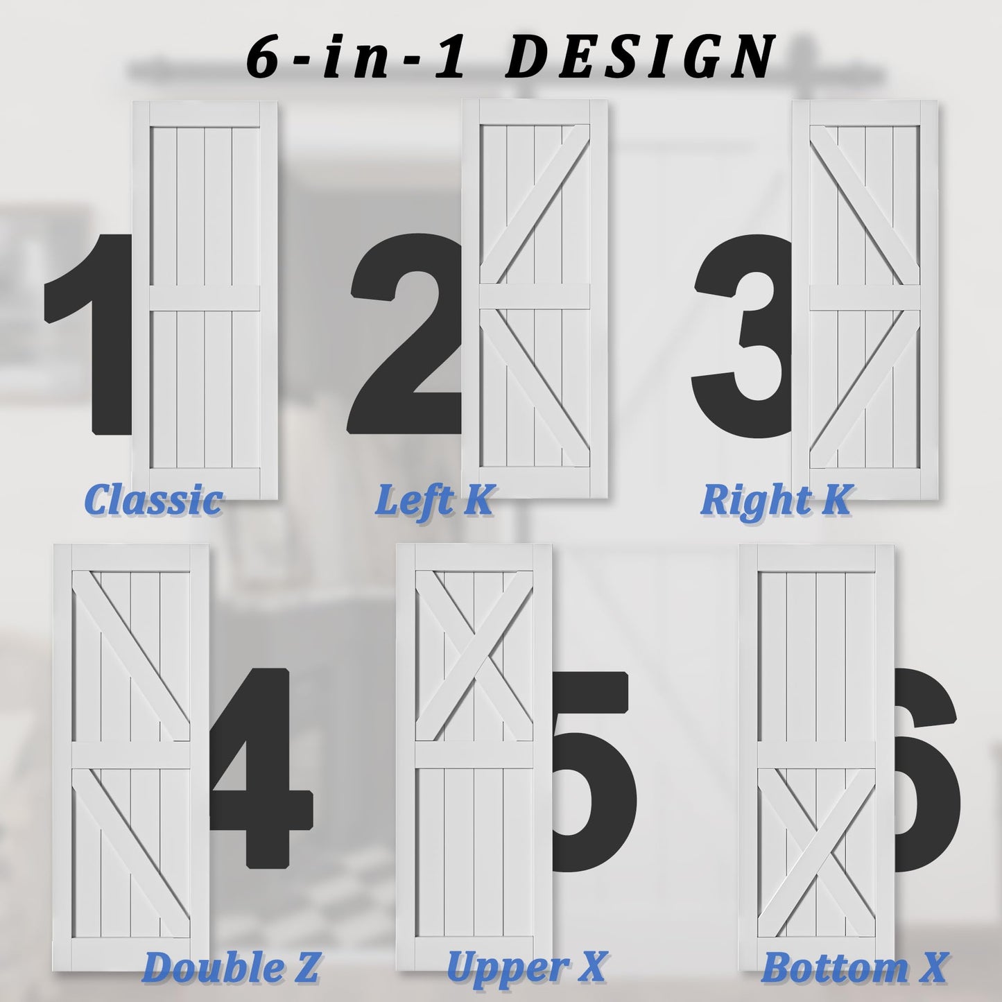 JUJUBON 42in x 84in Sliding Barn Door with 7FT Barn Doors Hardware Track Kit Included, Heavy Solid Water-Resistant Anti-Scratch MDF Wood Barn Door, Simple DIY Assembly, Easy to Install, K-Frame, White