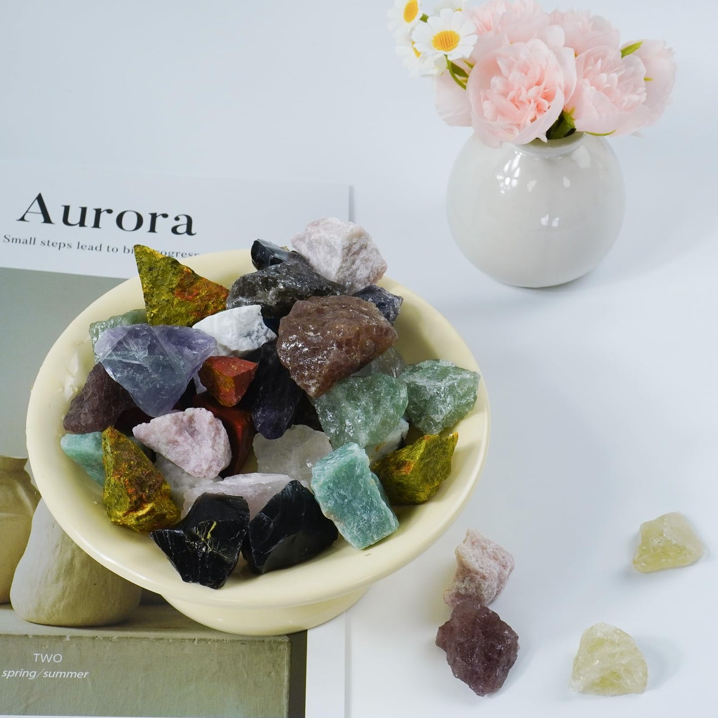 Raw Crystals, Large 1.2-2.0" Healing Crystal Natural Rough Stones for Intuition,Chakra,Meditation,Decoration,Polishing,Energy Work (Blue Apatite, 3.5oz-1.2-2.0"raw Crystals)