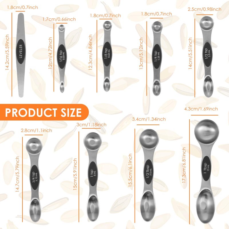 Magnetic Measuring Spoons Versatile Safe Stainless Steel Double Sided Teaspoon Easy to Clean Measuring Spoons Nesting Teaspoons Solid Nesting Tablespoon Teaspoon for Liquid Ingredients