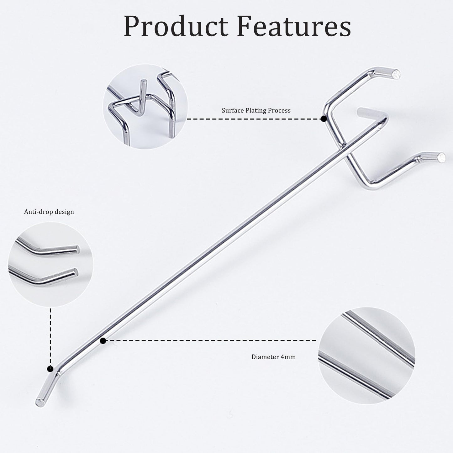 Wohegyy pegboard Hooks, Heavy Duty Peg Board Organizer Accessories,Metal Hooks for pegboard,peg Board Hooks for Hanging for 1/4" Pegboard Hanging Tools Garage (90 Pack)"