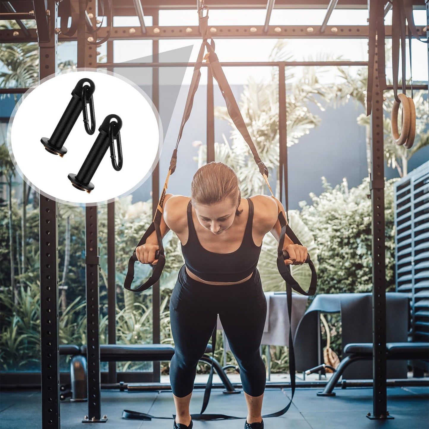 Lasnten 2 Pack Power Cage Squat Rack Home Gym Equipment Attachments Accessory Fits 3x3 Rack with 1" Hole for Power Strength Training Workouts"