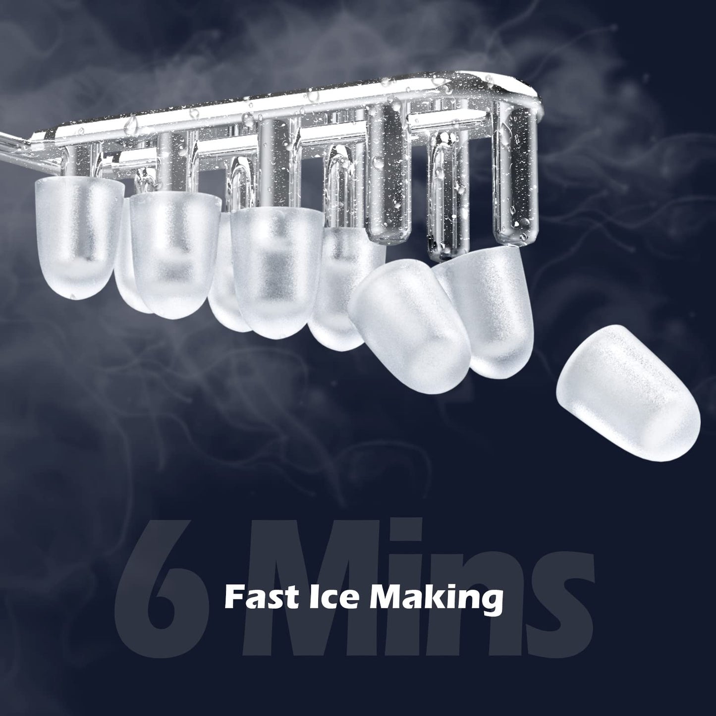 Countertop Ice Maker, Portable Ice Maker Machine with Carry Handle, Self-Cleaning Ice Makers, 9 Bullet Ice in 6 Mins, 26.5Lbs/24H with Ice Bags and Ice Scoop Basket for Home Bar Camping RV