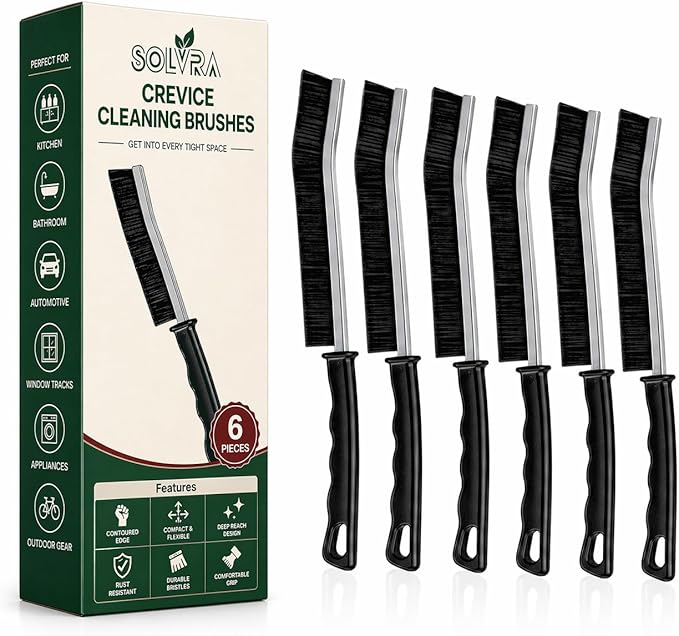 Crevice Cleaning Brush Set â 6Pcs Hard Bristle Cleaning Tools for Grout, Tile Floors, Gaps & Narrow Spaces â Small Grout Scrub Brush for Cleaning Bathroom, Shower, Window Tracks, Kitchen