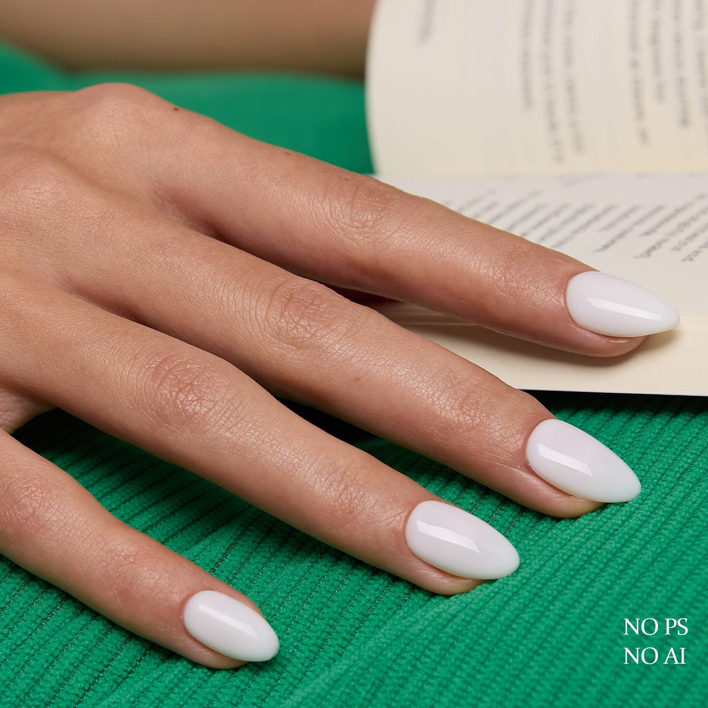 White Press On Nails Short ，Almond Acrylic Nails Press On，10 Pcs Milky White Tip Press Ons,Handmade Custom-Sized False Nails Kit,Salon Quality,Long Lasting,Size L for Wide Nails