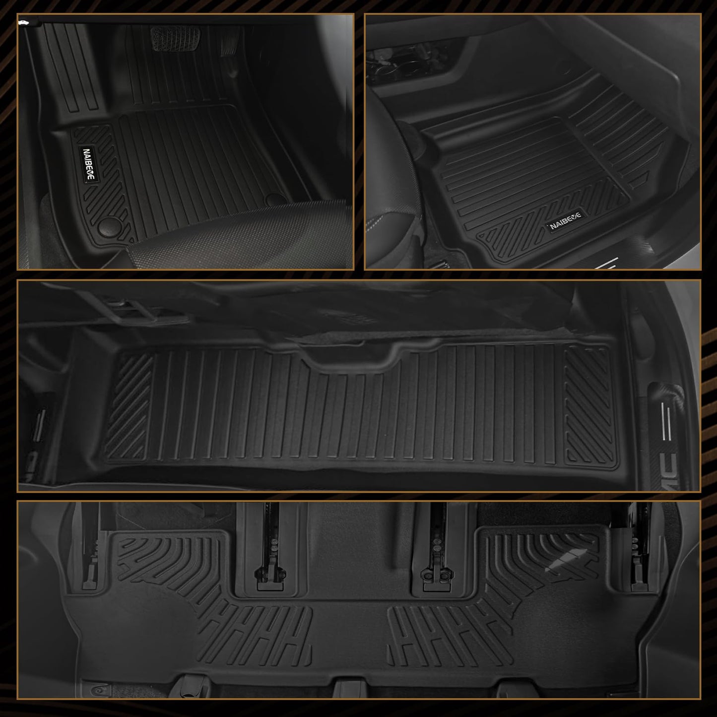 Naibeve Floor Mats for 2018-2023 Chevrolet Traverse 7 Seats Bucket Seats (for 2024 Traverse Limited)-All Weather Custom Fit for Chevy Traverse Floor Mats & Cargo Mat Waterproof Interior Accessories