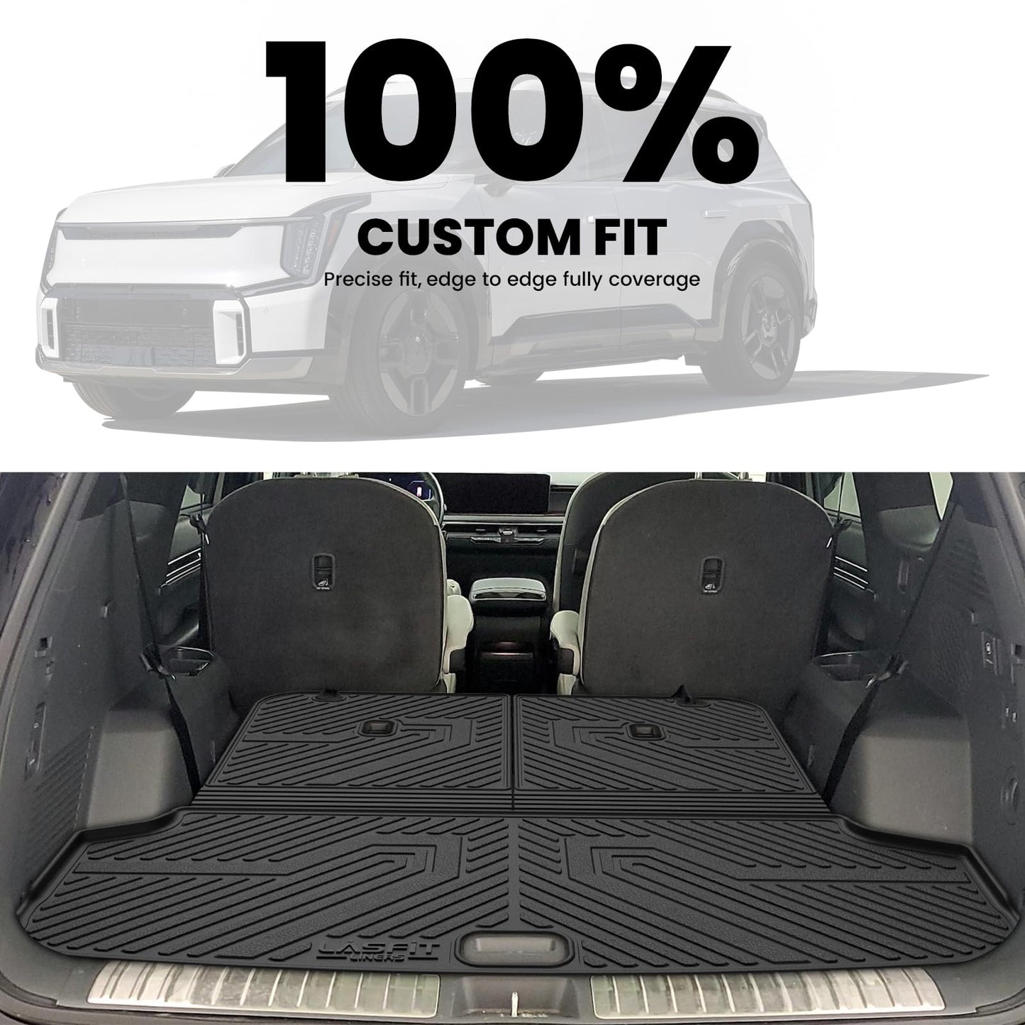LASFIT Floor Mats & Cargo Mats for KIA EV9 2026 2025 2024 (Only for 6-Seats,Not Fit Relaxation Chairs & 7-Seats),All Weather TPE Custom Fit Kia EV9 2024-2026 Full Set Car Accessories Floor Liners