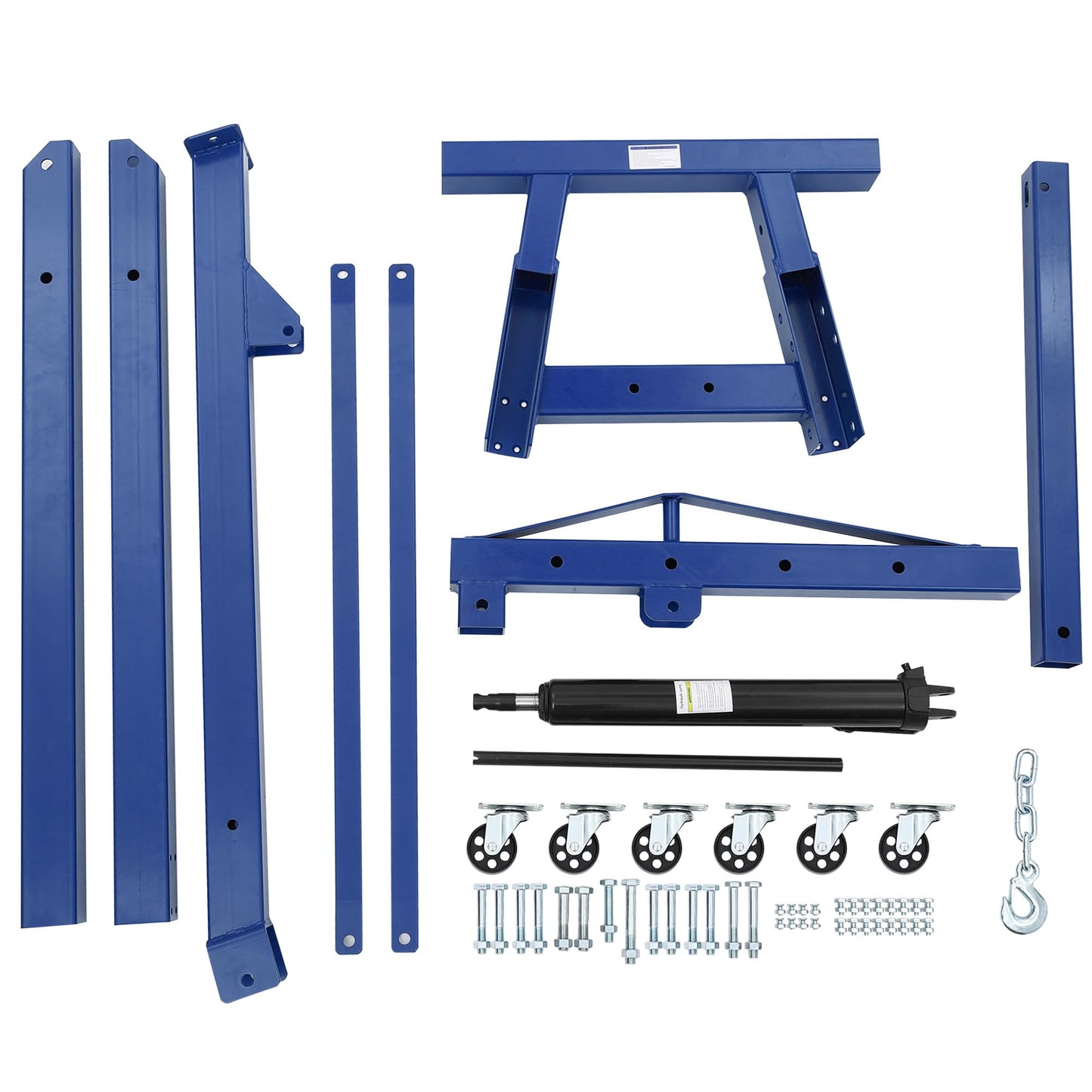GarveeTech Engine Hoist Cherry Picker, 2 T Folding Hydraulic Engine Hoist with Telescopic Boom & 6 Casters, Heavy Duty Shop Crane Lifting Cherry Picker for Workshops Garage, Blue