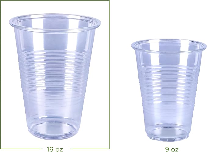 Amazon Basics Disposable Clear Plastic Cups for Cold Drinks, BPA-Free, Easy to Hold, 16oz, 50 Count (Pack of 2)