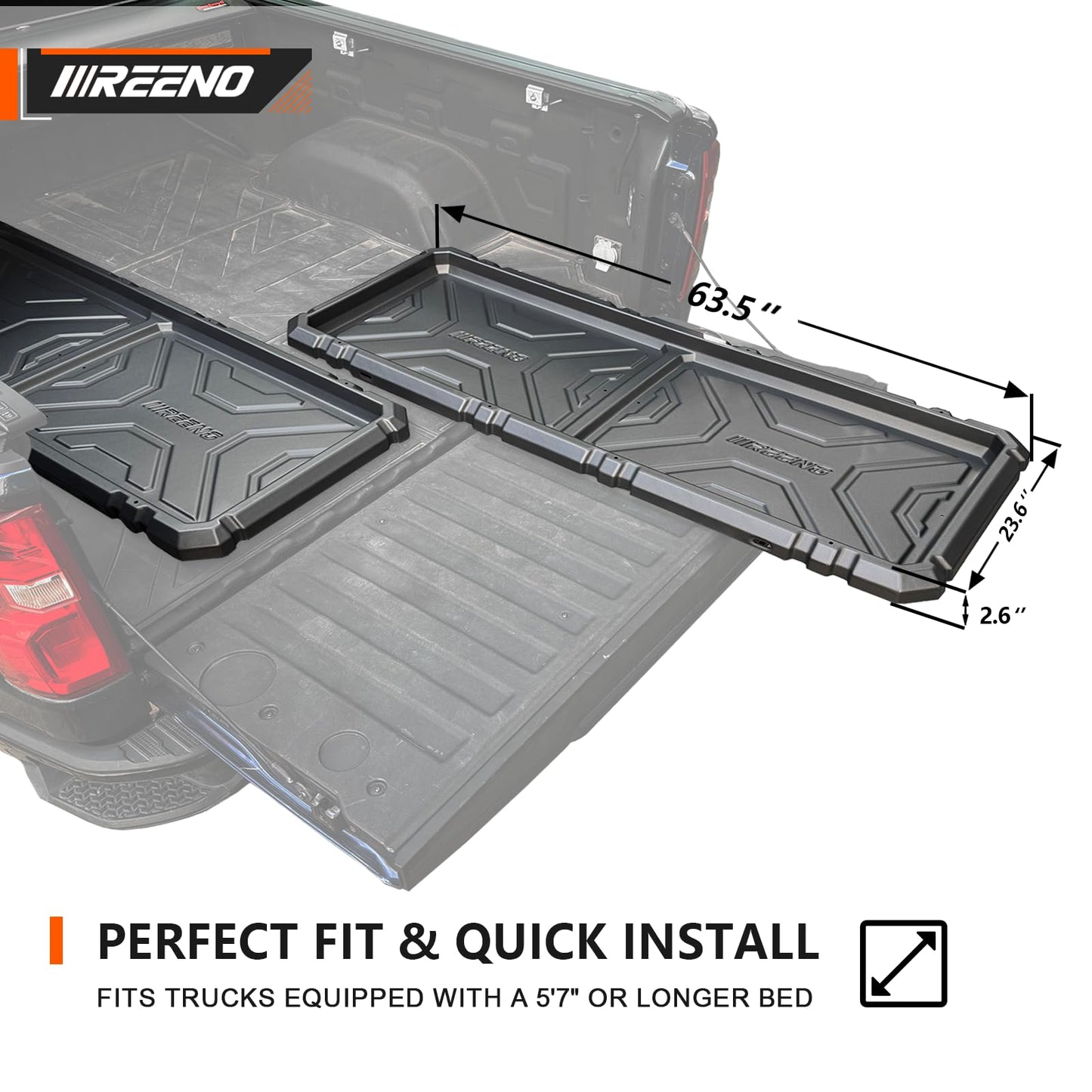 IIIREENO Slide-Out Truck Bed Organizer Tray, Heavy Duty Cargo Storage System with Easy Tailgate Access, Fits 5'7" & Longer Beds, Durable HDPE Material, No Drilling