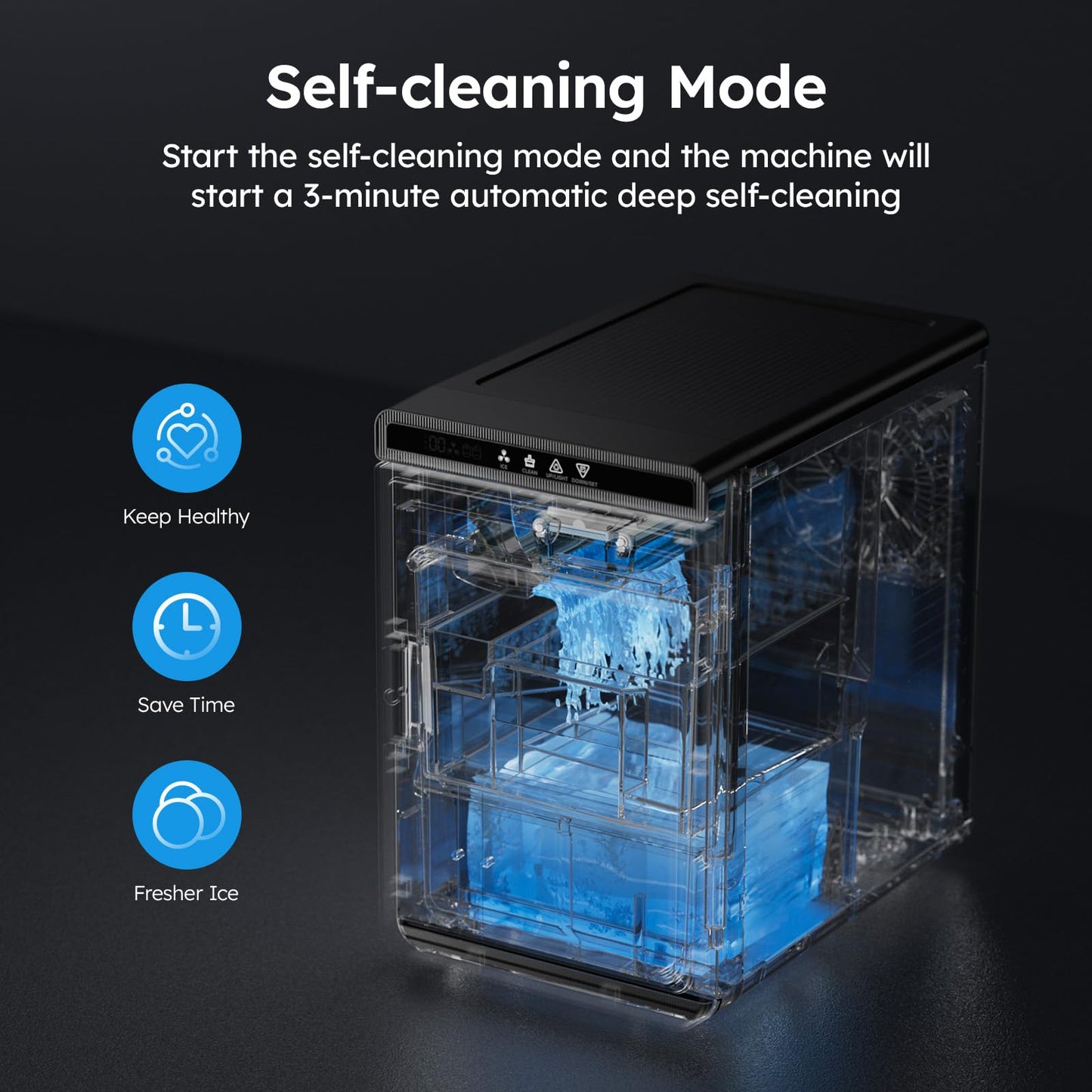 1.6'' Clear Ice Square Maker Machine,200 PCS/Day,Ice Cube Maker with Automatic Cleaning,Crystal-Clear & Slow-Melting Ice Spheres for Cocktails & Whiskey