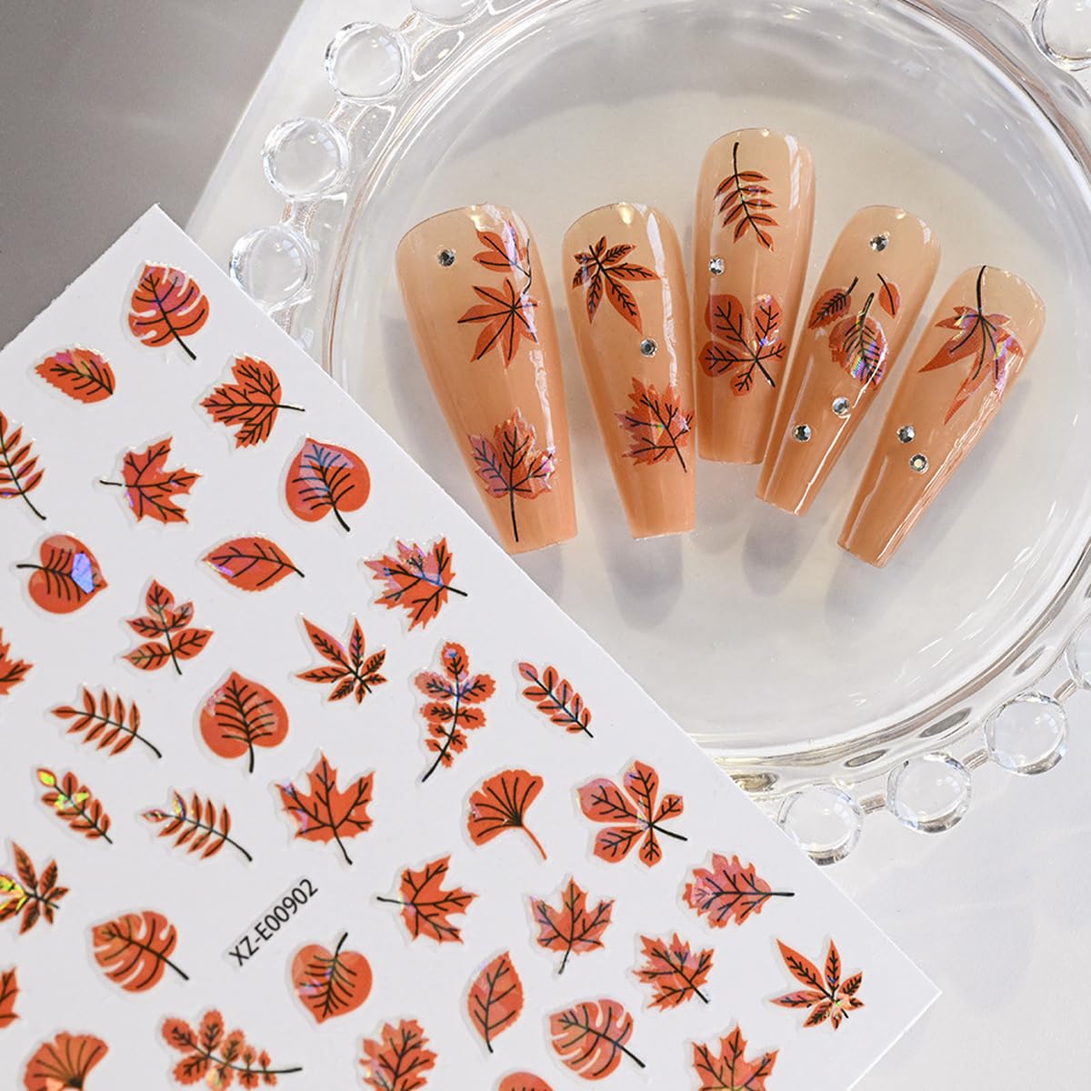 12 Sheets Fall Nail Art Stickers Gold Maple Leaf Nail Stickers Thanksgiving Day Nail Decals Ginkgo Fox Self Adhesive Autumn Nail Art Supplies for Women Girls DIY Manicure Nail Art Decorations