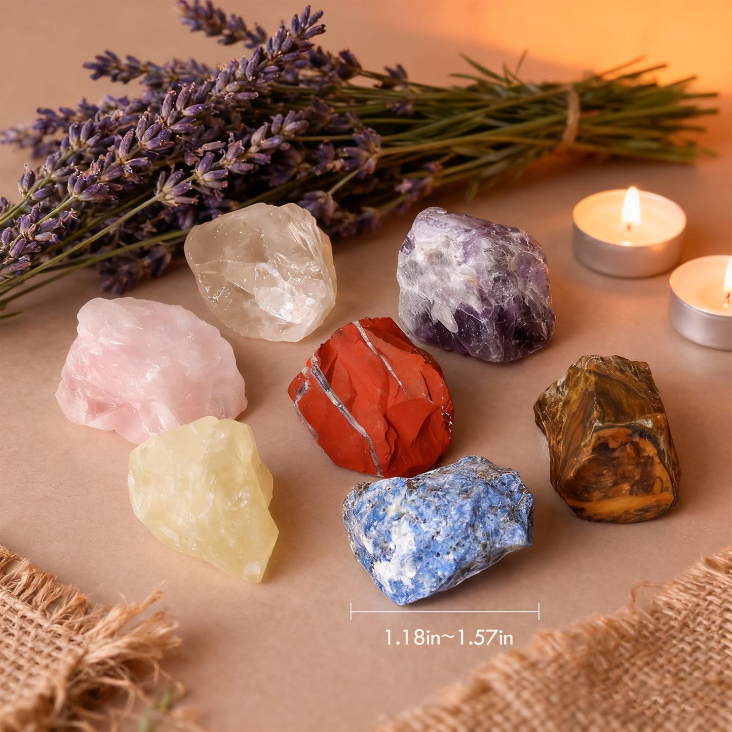 7Pcs Crystals and Healing Stones, Real Healing Crystals, Raw Crystals, Rose Quartz, Amethyst, Citrine, Quartz