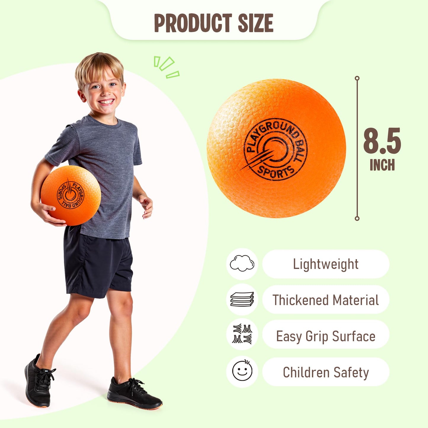 EVERICH TOY Playground Balls Kickball, 6 or 12 Pack 8.5" Soft Dodgeballs Bouncy Rubber Kick Balls for Kids Adults Outdoor Indoor, 4 Square Ball School Yard Games for Boys Girls 3-5 5-8 8-12 with Pump